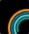 Abstract icon with curved rainbow-like bands forming a circle on a black background, representing 'The B Impact Assessment'.
