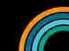 Abstract icon with curved rainbow-like bands forming a circle on a black background, representing 'The B Impact Assessment'.