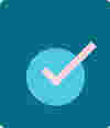 Icon of a circle and a tick in blue tone representing 'eligibility'.