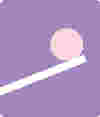 Abstract illustration of a pink circle resting on a white diagonal line.