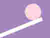 Abstract illustration of a pink circle resting on a white diagonal line.